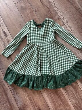 Girls Sweet Honey Plaid & polka dots dress
